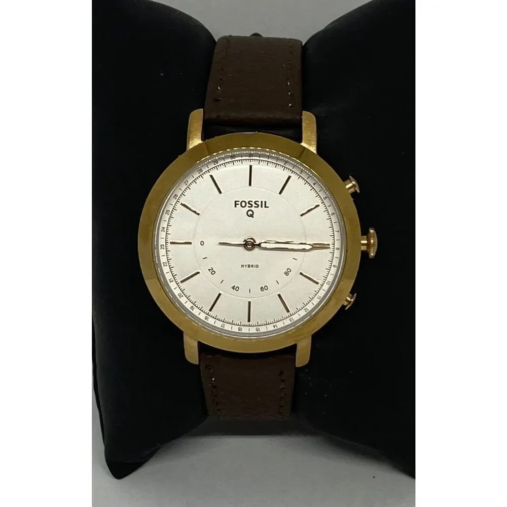 Fossil FTW5007 Women's Brown Leather White Analog Dial Hybrid Smartwatch XX769
